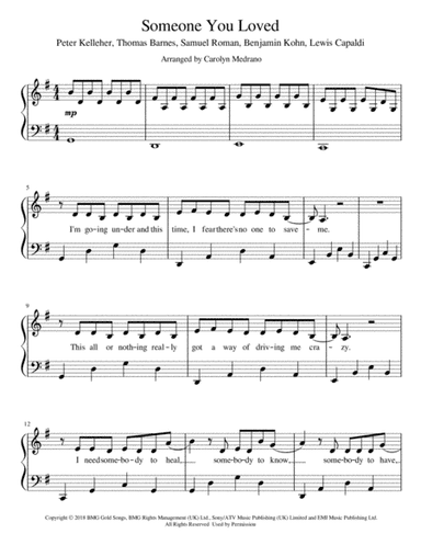 Someone You Loved (arr. Carolyn Medrano)