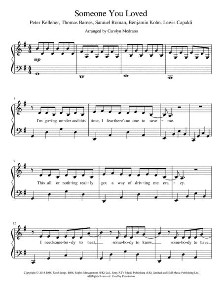 Someone You Loved (arr. Carolyn Medrano)