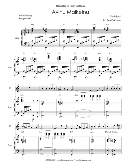 Avinu Malkeinu (for Violin, Viola, Flute and Piano) (arr. Stephen DeCesare)