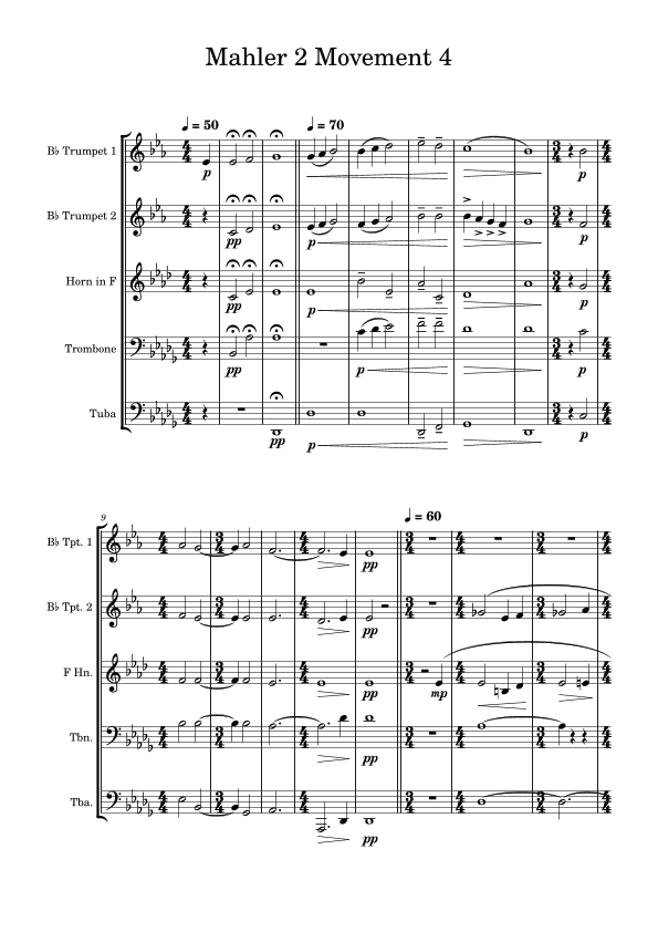 Movement Four from Mahler's Second Symphony - Brass Quintet (arr. Edward Fall)