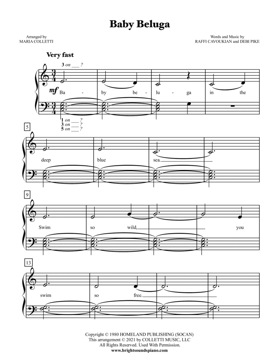 Baby Beluga (arr. Maria Colletti)