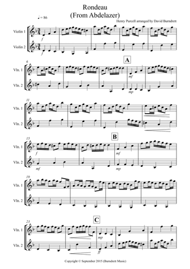 Rondeau (from Abdelazer) for Violin Duet (arr. David Burndrett)