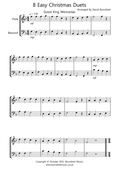 8 Easy Christmas Duets for Flute And Bassoon (arr. David Burndrett)