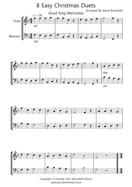 8 Easy Christmas Duets for Flute And Bassoon (arr. David Burndrett)