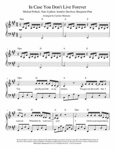 In Case You Don't Live Forever (arr. Carolyn Medrano)