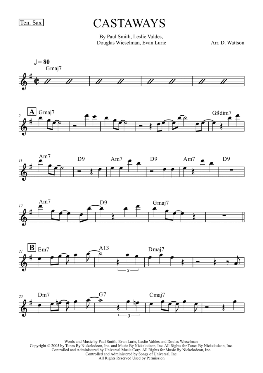 Castaways (arr. Douglas Wattson)