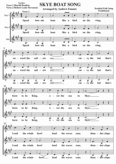 Skye Boat Song A Cappella SSA (arr. Andrew Emmet)