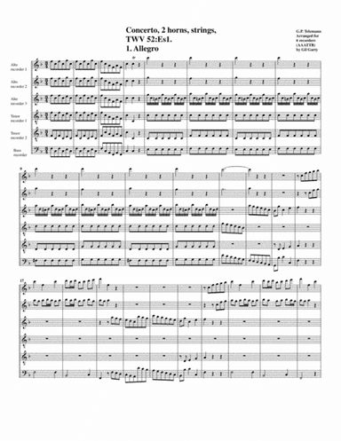 Concerto, TWV 52: Es1 (arrangement for 6 recorders) (arr. Gil Garty)