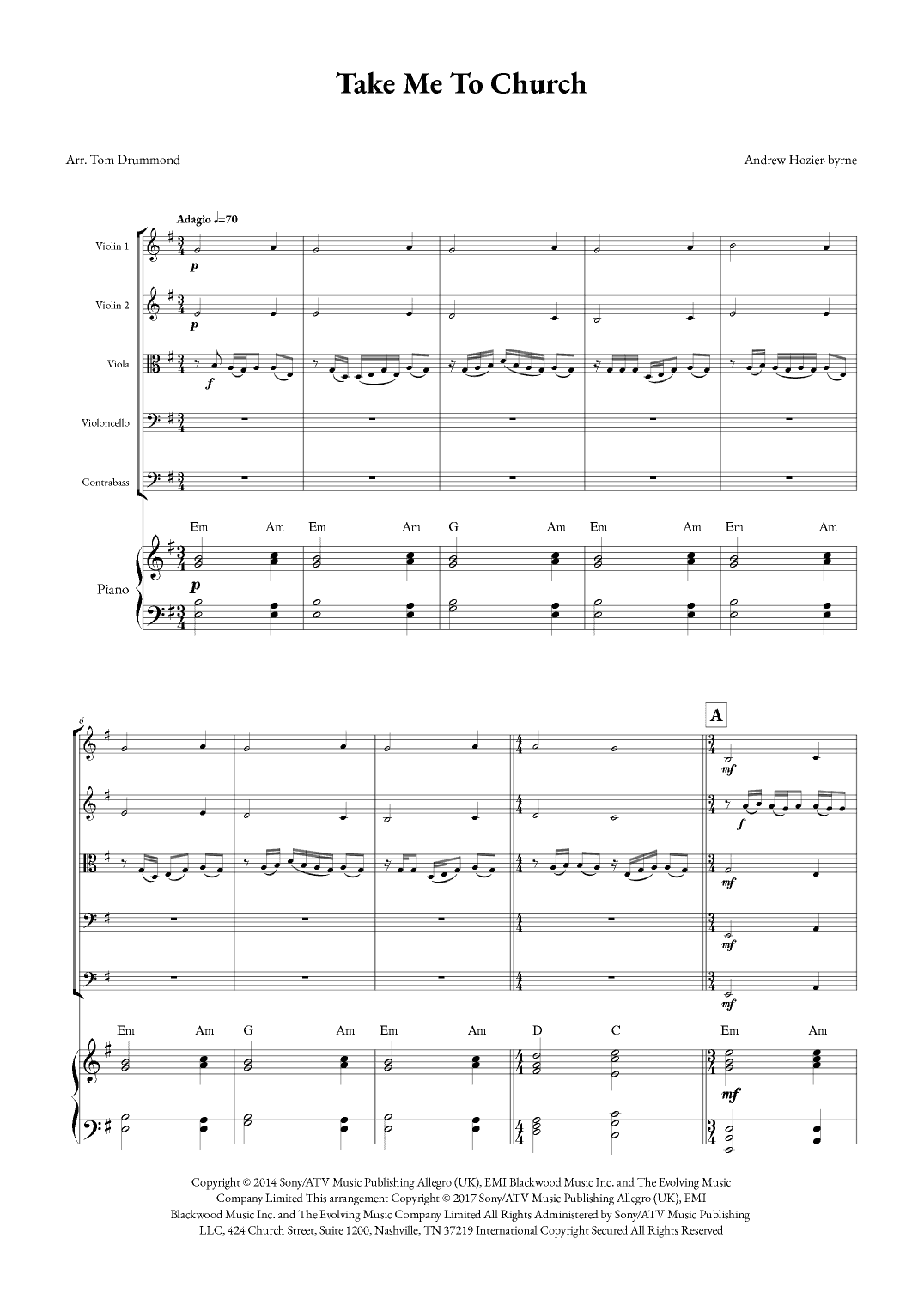 Take Me To Church (arr. Tom Drummond)