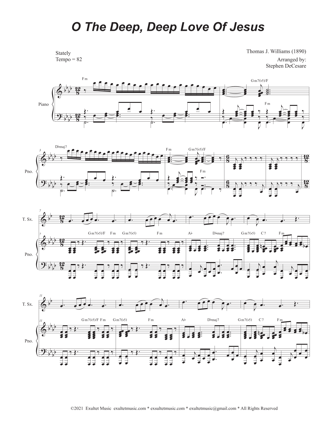O The Deep, Deep Love Of Jesus (Tenor Saxophone and Piano) (arr. Stephen DeCesare)