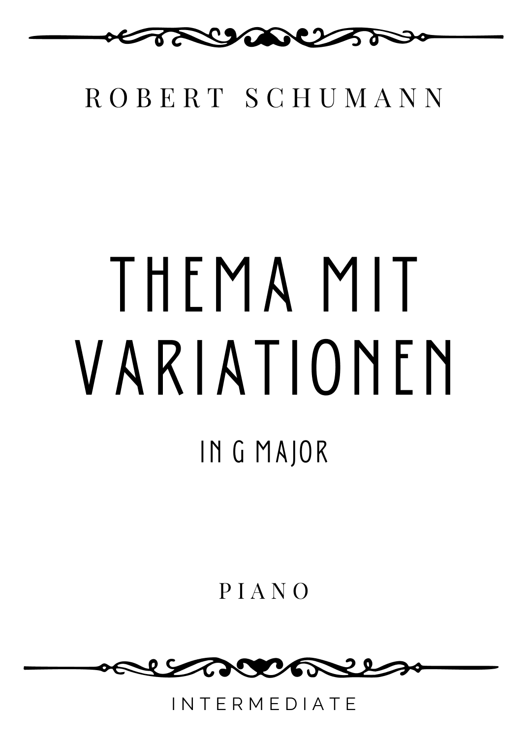 Schumann - Theme mit Variationen (from Kinder Sonate) in G Major - Intermediate (arr. Piacere Music Sheets)