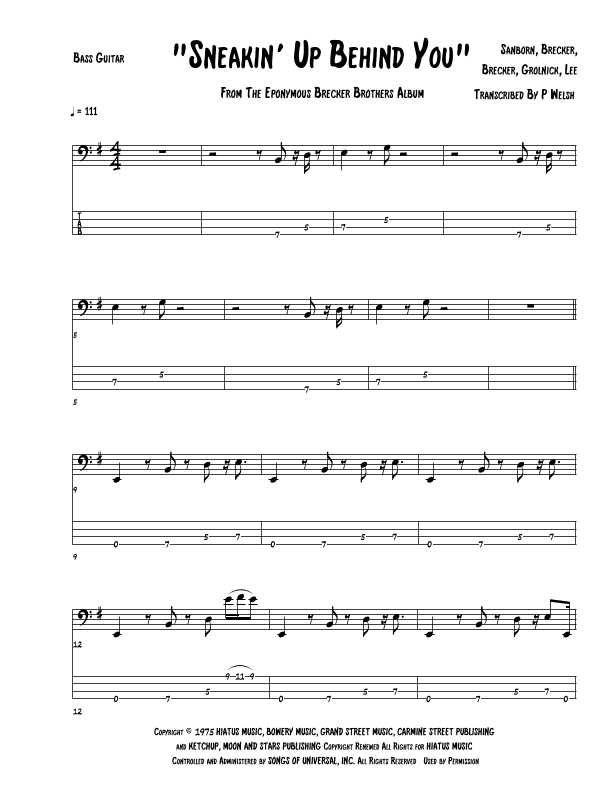 Sneakin' Up Behind You (arr. Accubass)