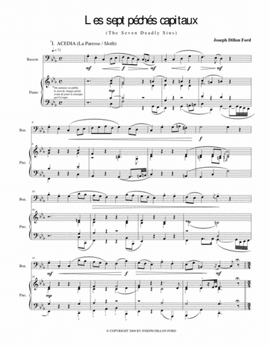 Les Sept péchés capitaux [The Seven Deadly Sins] for Bassoon (with optional short solo for contrab