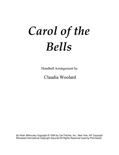 Carol Of The Bells (arr. Claudia Woolard)