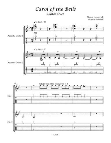 Carol of the Bells Guitar Duet (arr. Nicholas Steinbach)
