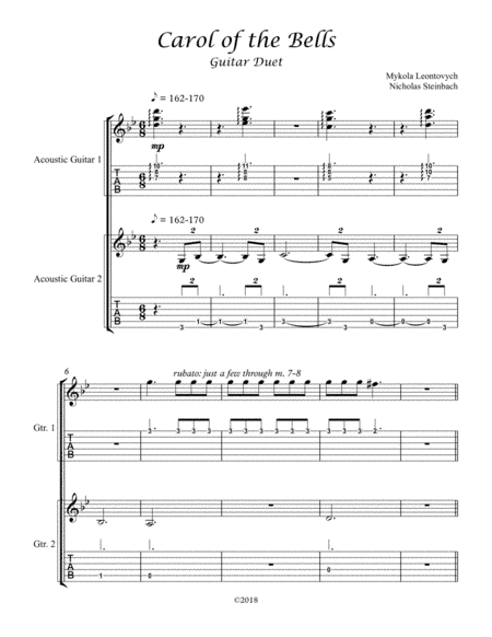 Carol of the Bells Guitar Duet (arr. Nicholas Steinbach)