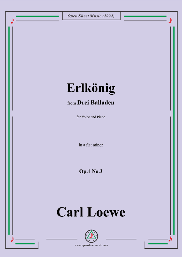 Loewe-Erlkonig,in a flat minor,Op.1 No.3,from Drei Balladen,for Voice and Piano (arr. OSM Press)
