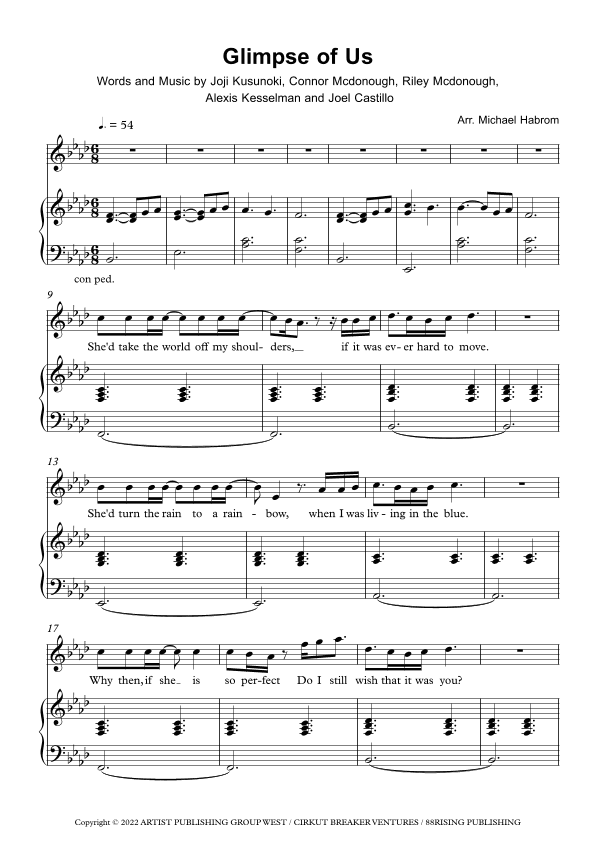 Glimpse Of Us (arr. Michael Habrom)
