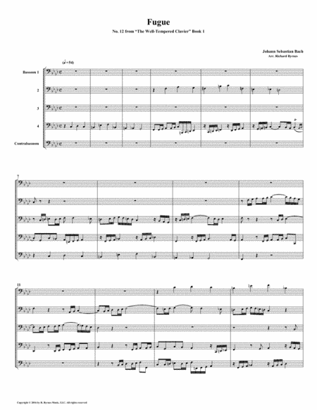 Fugue 12 from Well-Tempered Clavier, Book 1 (Bassoon Quintet) (arr. Richard Byrnes)