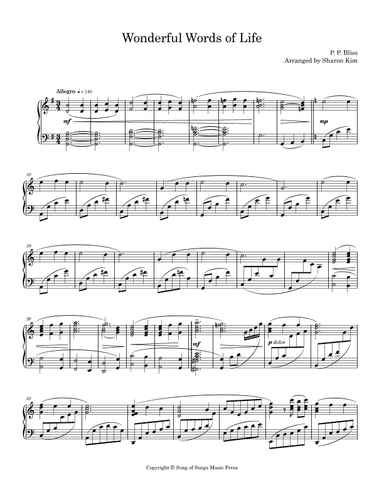 Wonderful Words of Life (Sing Them over Again to Me) for Piano Solo (arr. Sharon Kim)