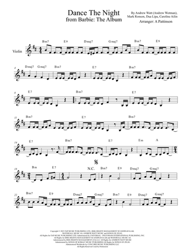 Dance The Night (arr. Andrew Pattinson)