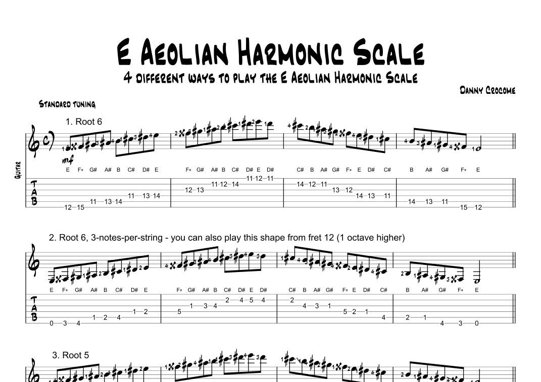 E Aeolian Harmonic Scale (4 Ways to Play)