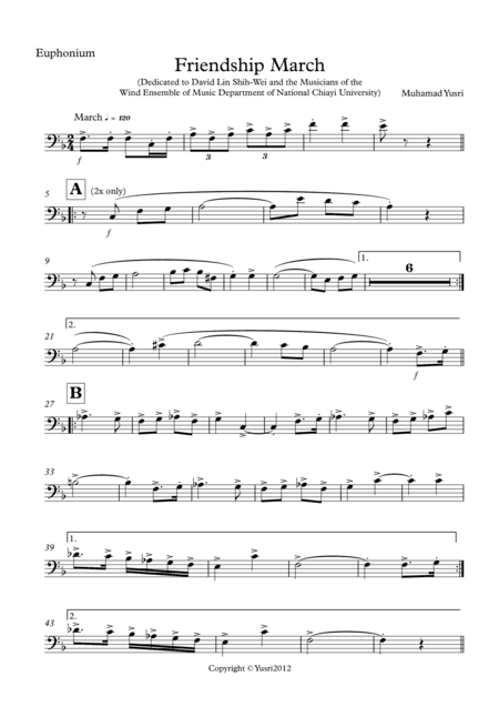 Friendship March (Euphonium Part)