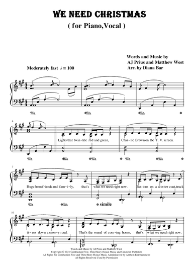 We Need Christmas (arr. Diana Bar)