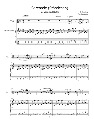 Serenade - Ständchen - ( Viola and Guitar) (arr. Jauresson B Lima)