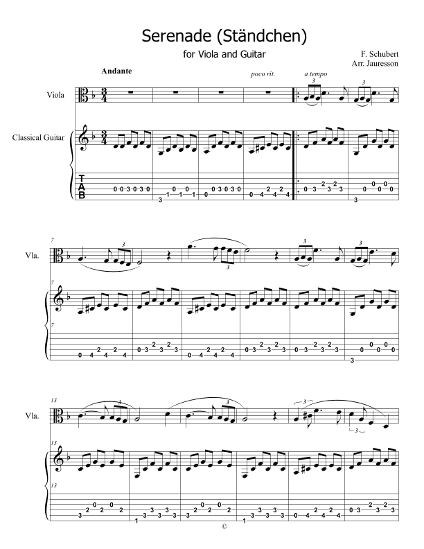 Serenade - Ständchen - ( Viola and Guitar) (arr. Jauresson B Lima)