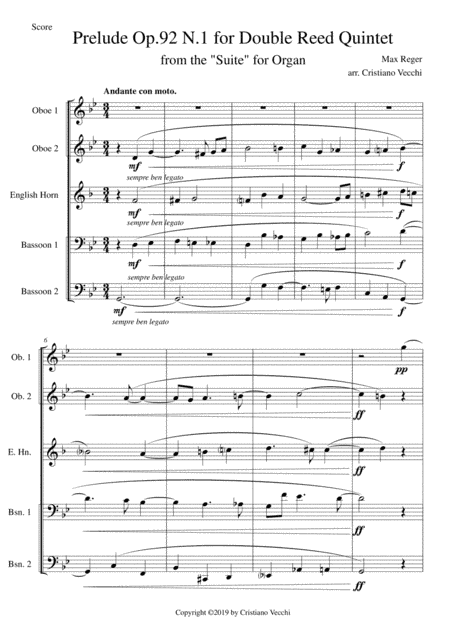 Prelude Op.92 N.1 for Double Reed Quintet (arr. Cristiano Vecchi)