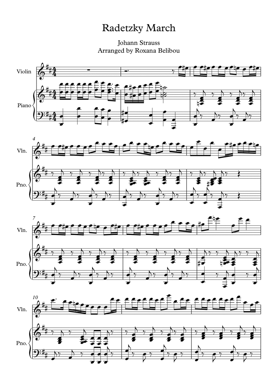 Radetzky March Violin (Flute) & Piano (arr. Roxana Belibou)