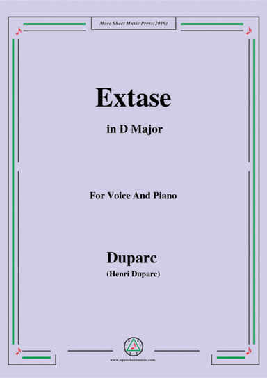 Duparc-Extase in D Major,for Violin and Piano (arr. MSM)