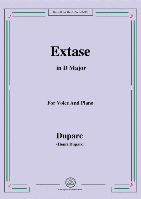 Duparc-Extase in D Major,for Violin and Piano (arr. MSM)