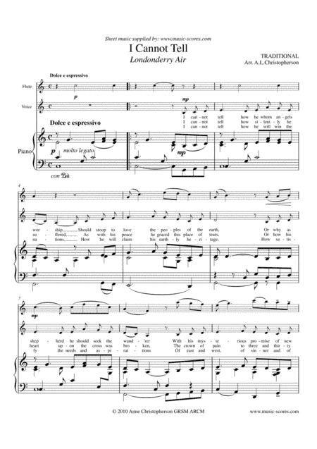 Londonderry Air - Voice, Flute and Piano - C major (arr. Anne L Christopherson GRSM ARCM)