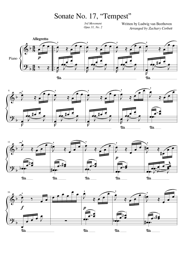 Sonate No. 17 Tempest 3rd Movement (arr. Zachary Corbett)