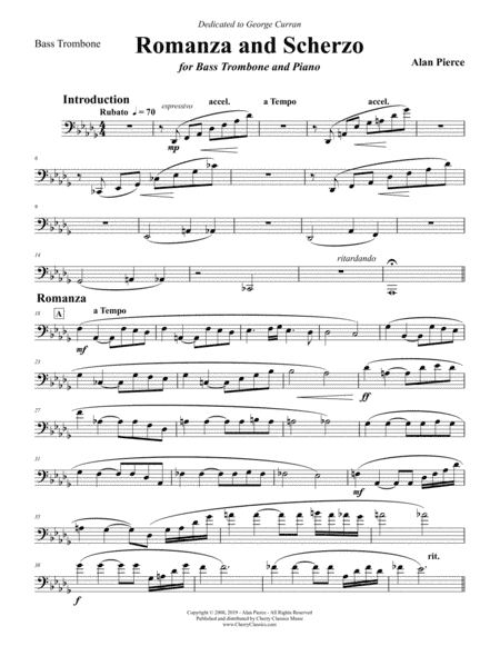 Romanza and Scherzo for solo Bass Trombone and Piano