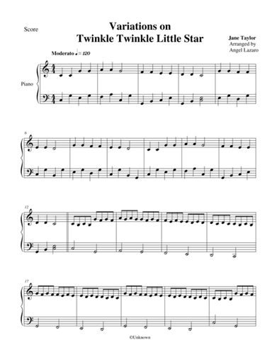 Variations on Twinkle Twinkle Little Star (arr. Angel Lazaro)