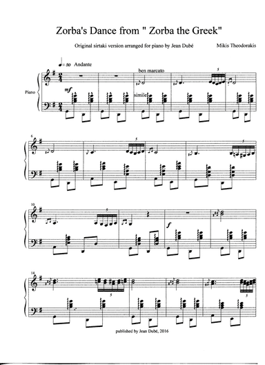 Zorbas Dance (arr. Jean Dubé)