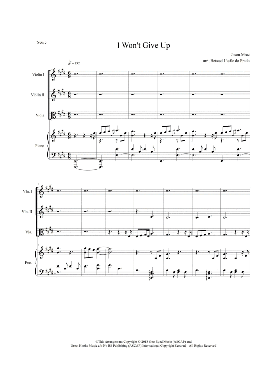 I Won't Give Up (arr. Betsuel Uesile Prado)