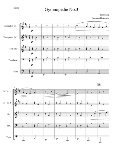 Gymnopedie No.3 - Brass Quintet (arr. Brandon Hokeness)