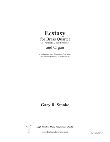 Ecstasy for Organ and Brass Quartet (arr. Gary R. Smoke)