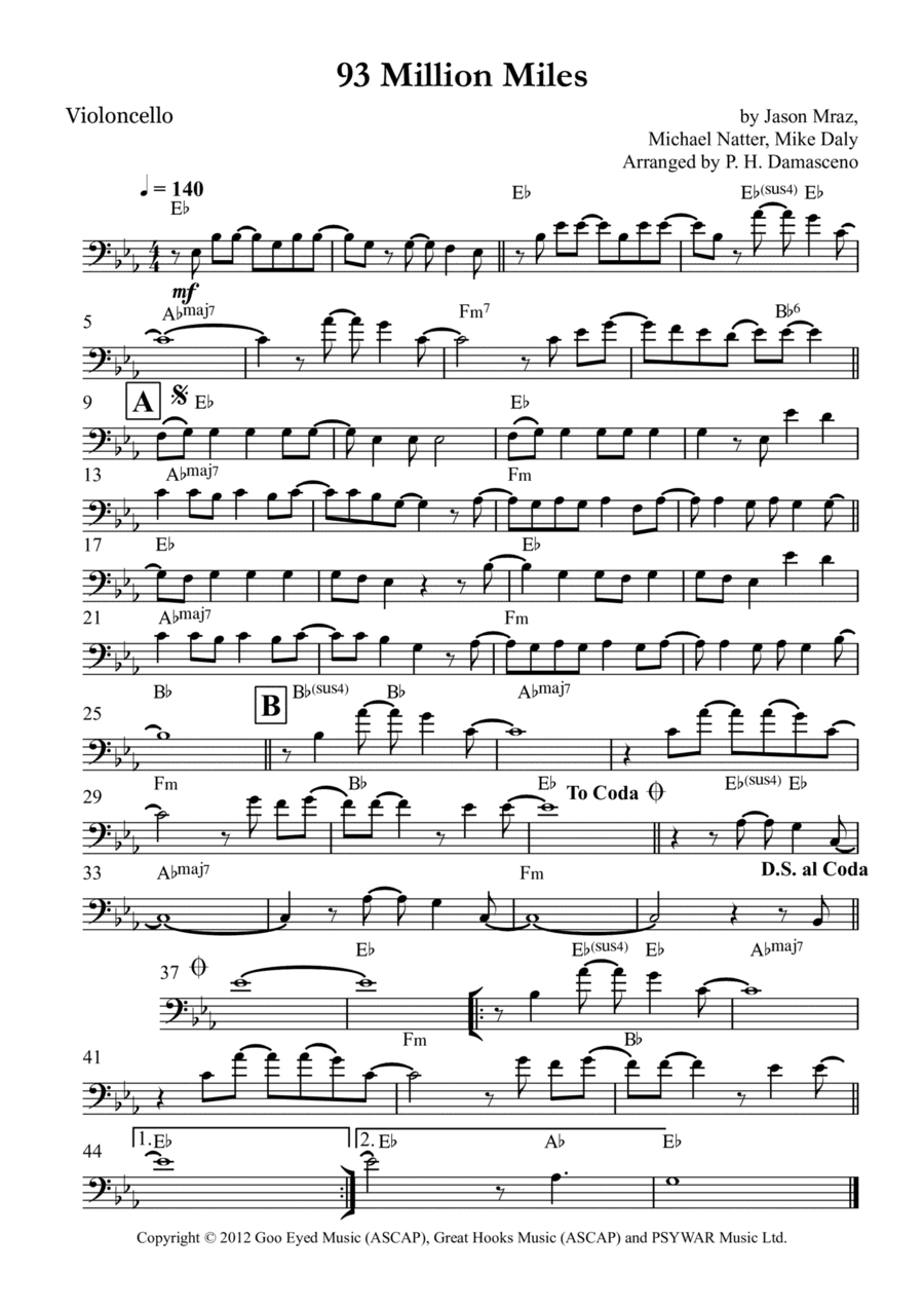 93 Million Miles (arr. P.H. Damasceno)