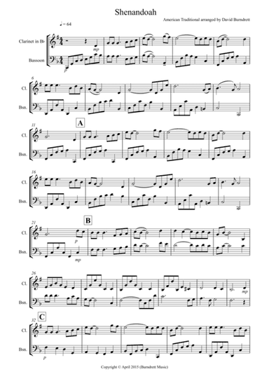 Shenandoah for Clarinet and Bassoon (arr. David Burndrett)