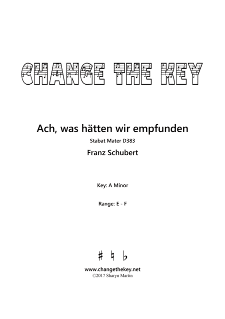 Ach, was hatten wir empfunden - A Minor (arr. Change the Key)