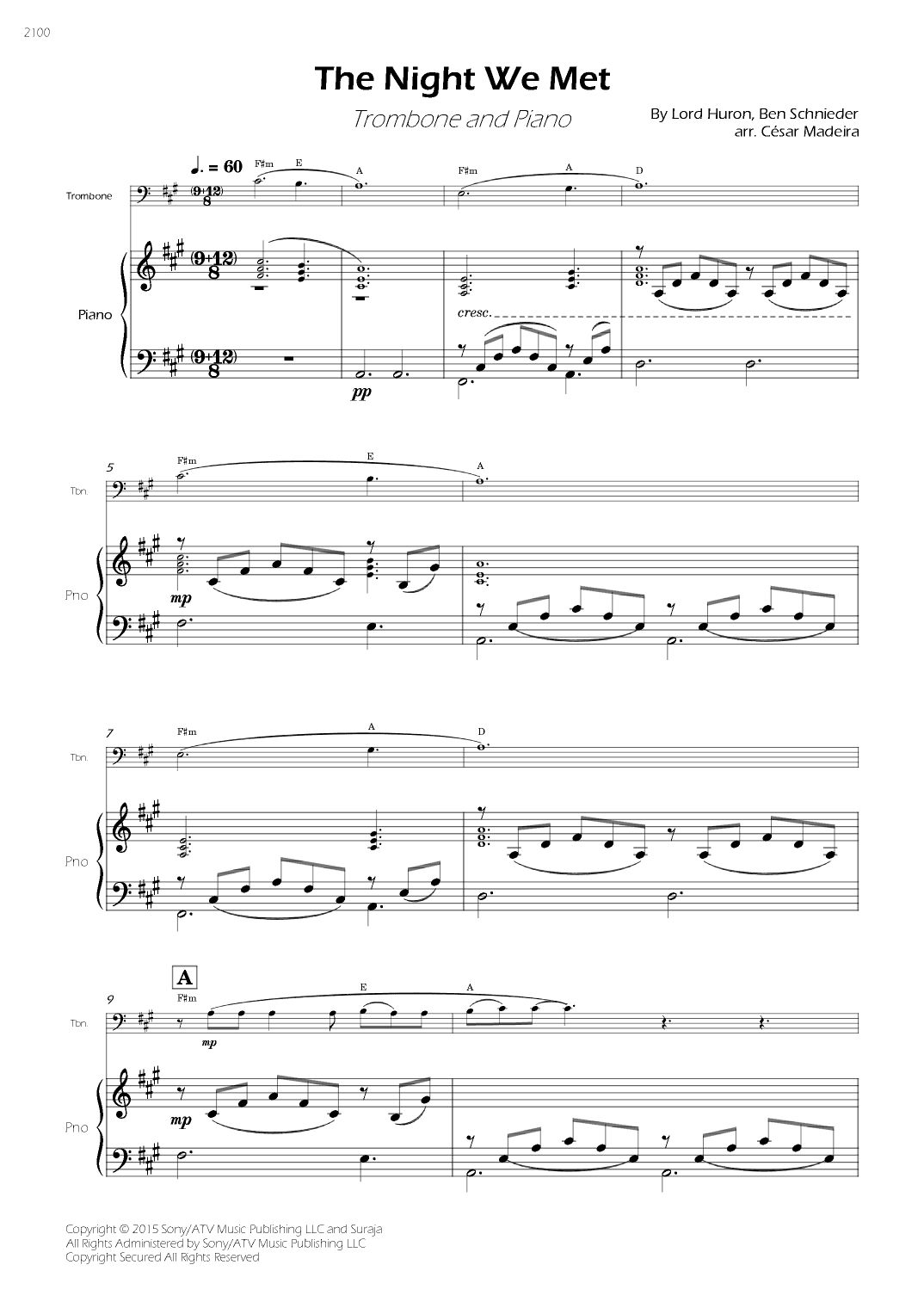 The Night We Met (arr. César Madeira)