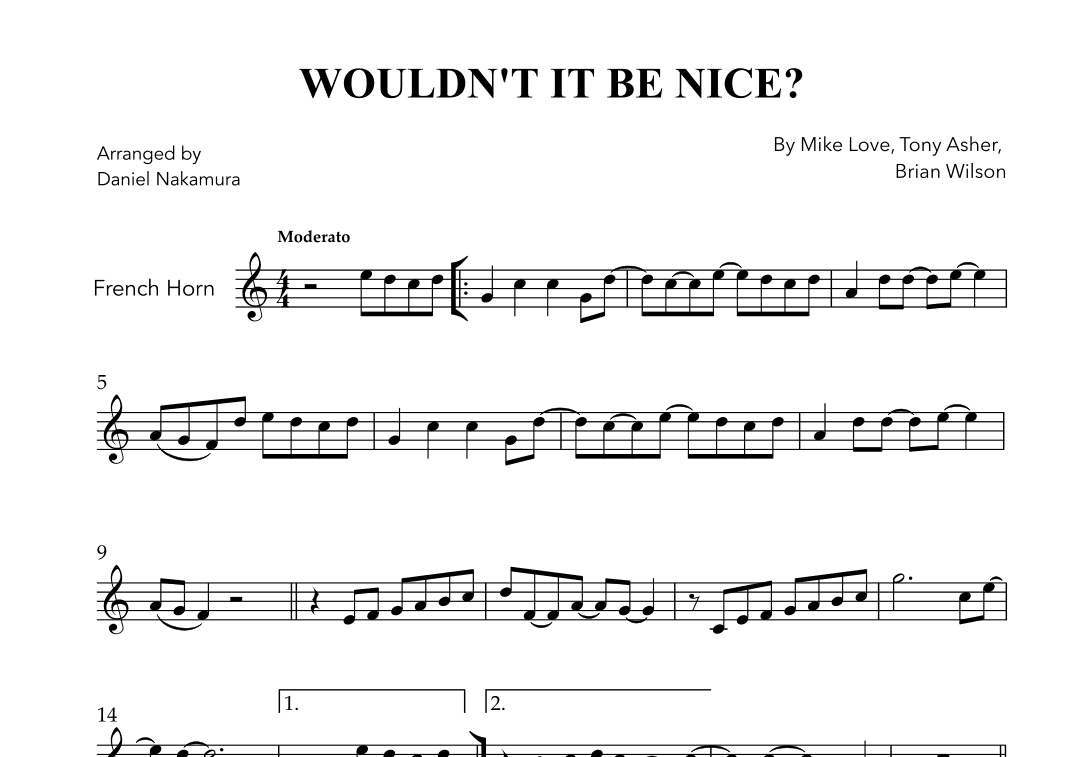 Wouldn't It Be Nice (arr. Daniel Nakamura)