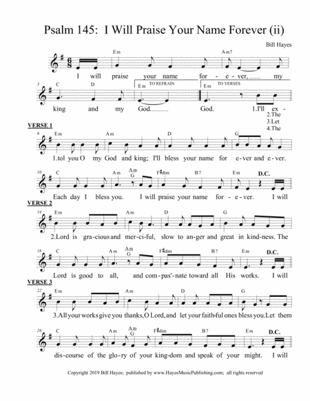 Psalm 145:  I Will Praise Your Name Forever (ii)