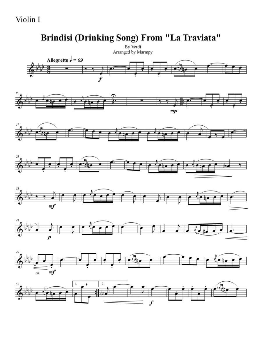 Brindisi (Drinking Song) from La Traviata (arranged for String Trio) (arr. Marmpy)