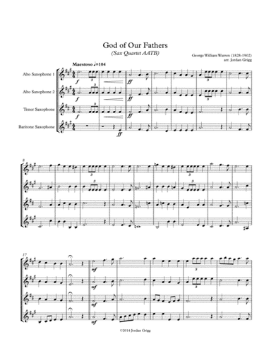 God of Our Fathers (Sax Quartet AATB) (arr. Jordan Grigg)